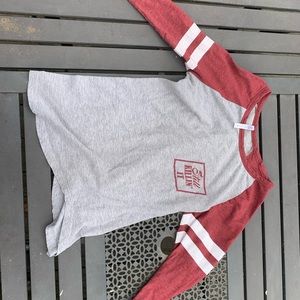Long sleeve red and grey shirt